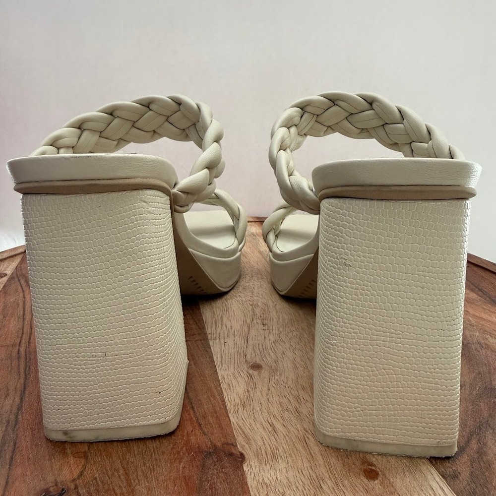 Dolce Vita Womens Cream Braided Platform Block Heel Sandals Square‎ Toe Size 8 - Picture 5 of 12